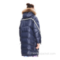 2021 Vente en gros Mesdames Hood Zipper Long Down Coat